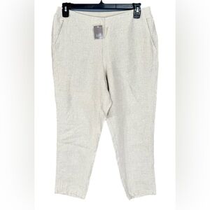 J Jill Love Linen Ankle Pants Womens MP Khaki Flax Elastic Waist High Rise NEW